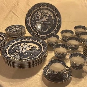 Burgess Leigh Burleigh Ware WILLOW Blue Gold Trim- Choice - FREE SHIPPING