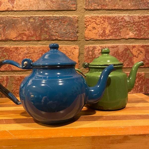Green Enamel Teapot Etsy