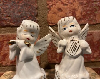 Vintage Porcelain Angels - Christmas - Musical - Japan - FREE
