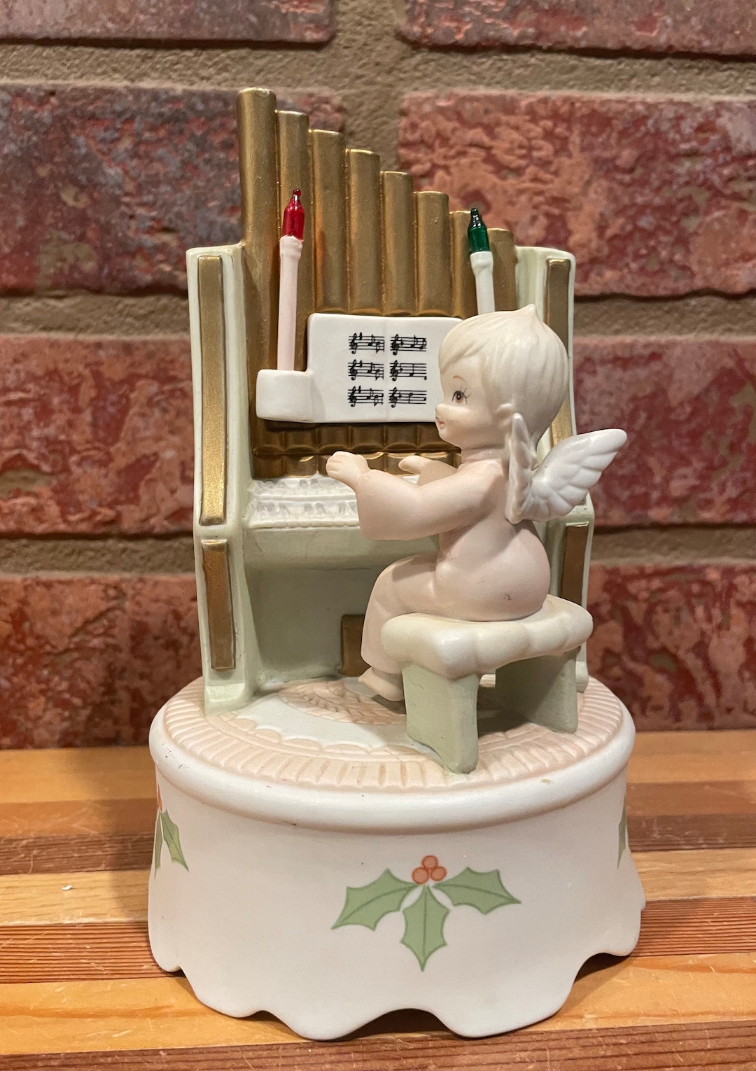 Lefton Angel Playing Organ Music Box Silent Night - Etsy