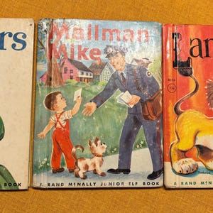 3 Rand McNally Junior Elf Books-  Jiggers - Mailman Mike- Lancelot- FREE SHIPPING