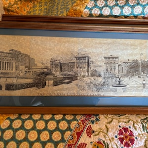 Large Vintage Framed Print Columbia University Campus- FREE SHIPPING