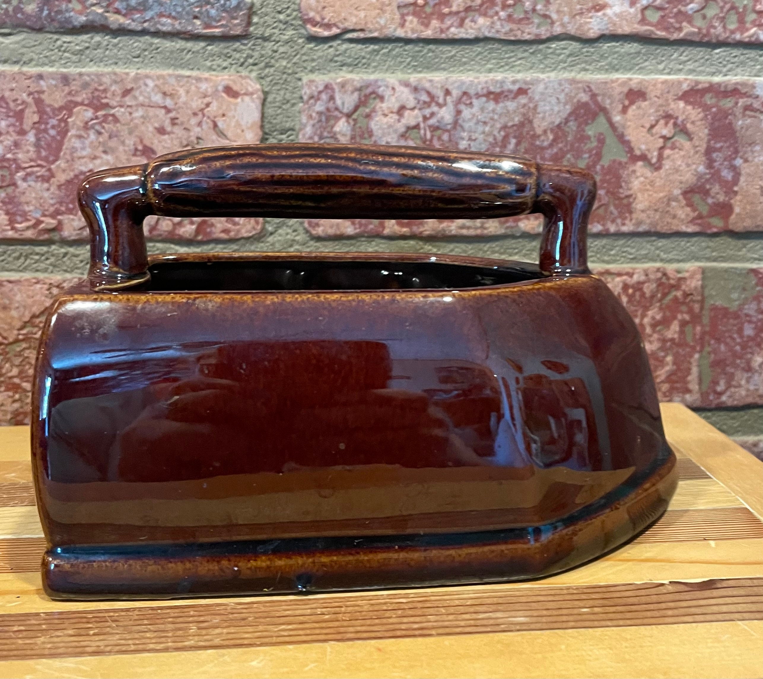 インカの壺 Vintage Inarco Japan Brown Lusterware Iron Shaped Planter