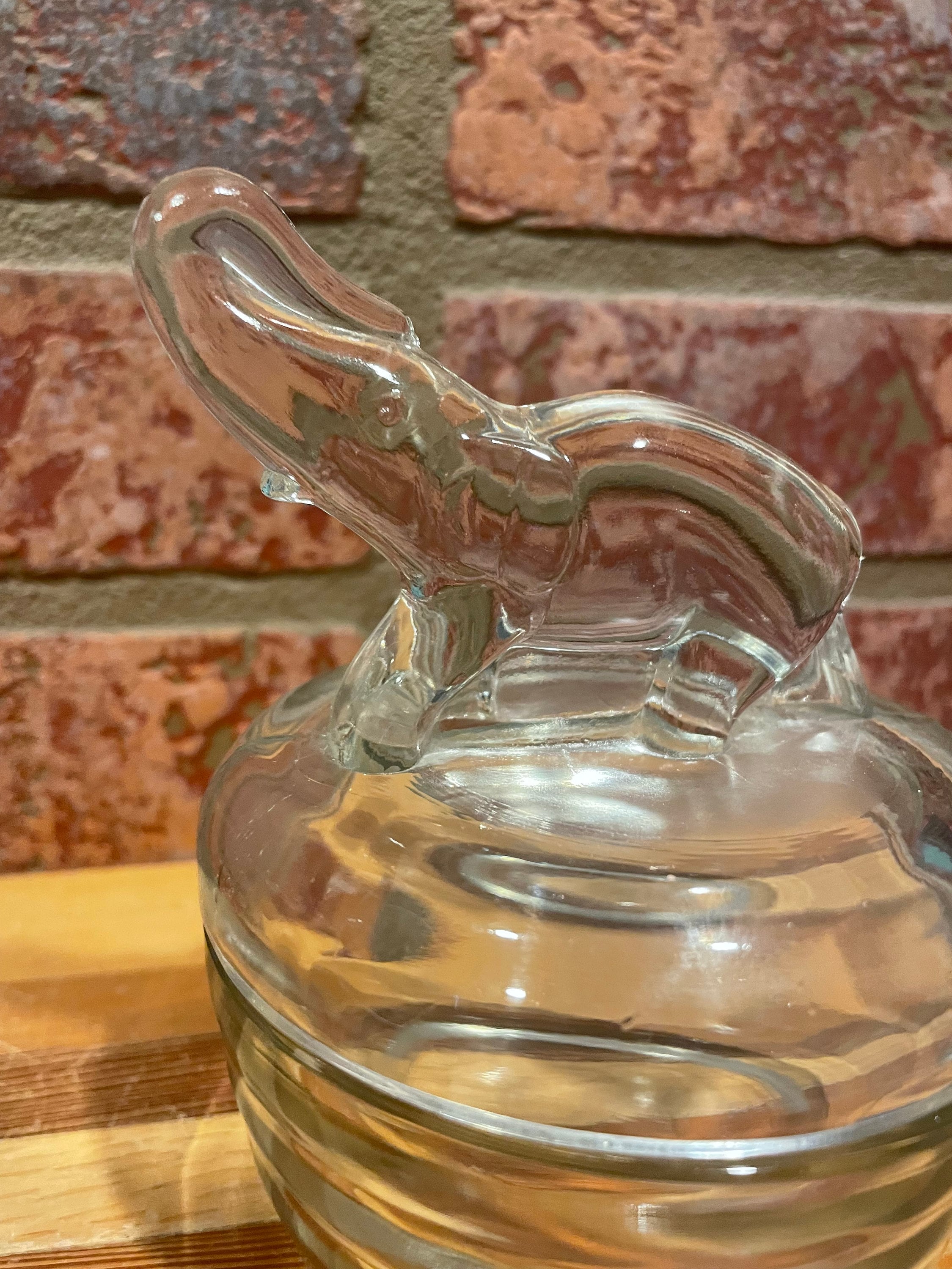 Vintage Jeanette Glass Lidded Elephant Powder Jar