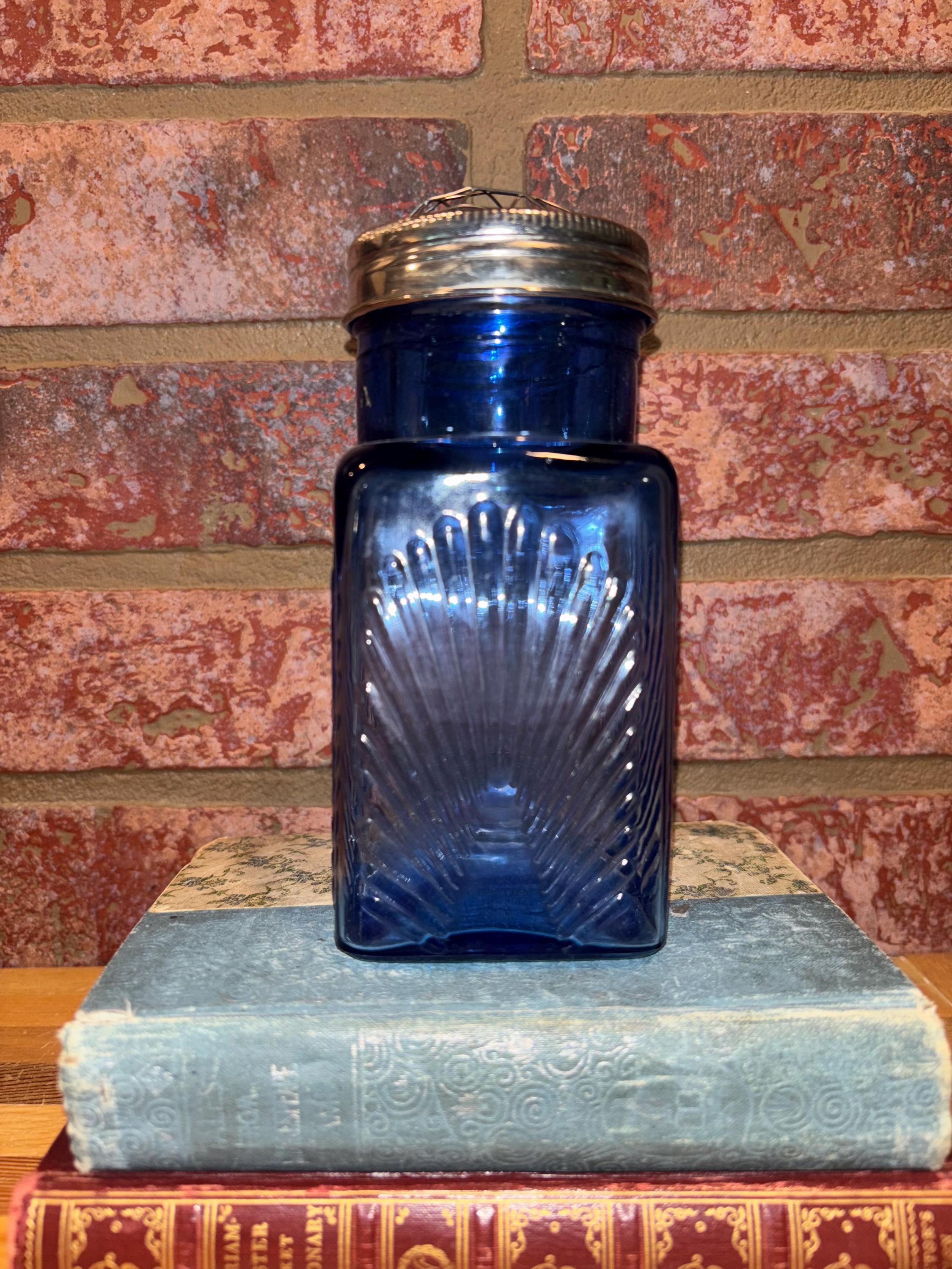 Vintage Blue 2003 T.H.T. Sunburst Vase With Wire Flower Frog -FREE