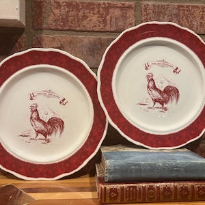 Vintage Country Living Red Friends Salad Plates - Set of 2 - 9 Inches