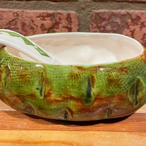 Vintage Ceramic Baked Potato Dish And Spoon