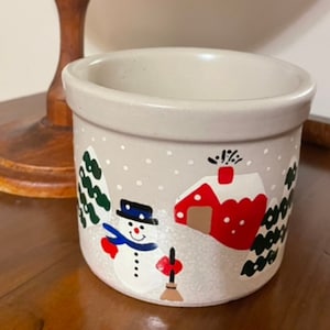 Roseville Pottery Snowman Hand Painted Crock