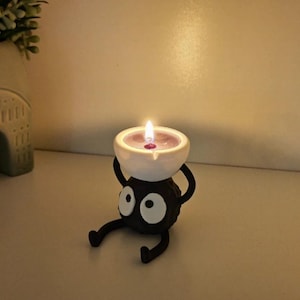 bougeoirs Studio Ghibli Susuwatari, cadeau original, art, bougie, le château ambulant, Spirited Away, spirited away,soot sprite, miyazaki