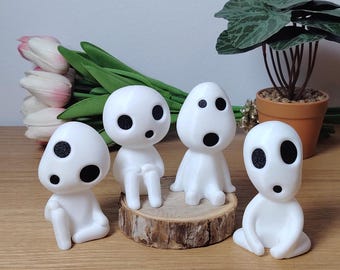 Kodama Figurines Lot of 4 | Princess Mononoke Forest Guardian Spirits for Terrariums & Home Decor, Japan, Ghibli, studio Ghibli, miyakaki