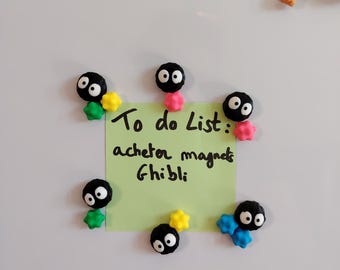 Susuwatari Fridge Magnets | 12 Black Magnets | Gift Idea | Studio Ghibli | Totoro | Spirited Away | Magnet Ghibli