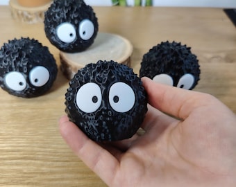 20 Pcs Soot Spirits Anime Figures Susuwatari Character Miniature with a Car Sticker 1.2cm for Car Decoration (Luminous Color Mixing Soot Spirits