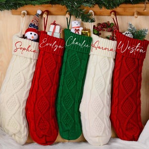 2025 Embroidered Christmas Stocking,Knitted Christmas Family Stockings,Xmas Stocking With Name,Holiday Stocking,2025 Christmas Family Gifts