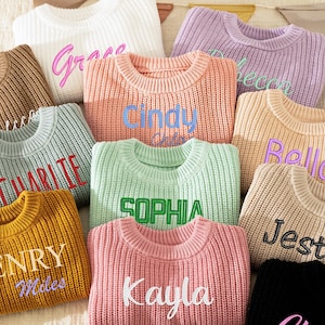 Hand Embroidery Sweaters,Personalized Baby Name Sweater,Toddler Sweater With Name,Newborn Sweater Gift For Baby Boy Girl,Baby Shower Gifts