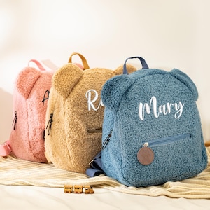 Personalized Embroidered Teddy Bear Backpack,Fluffy Teddy Bear Bag For Kids,Childrens Backpack,First Day Of School,Back To School Gifts