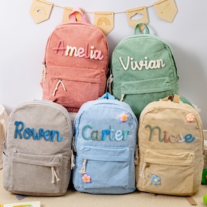 Embroidered Kids Backpack,Custom Toddler School Backpack,Children&#39;s Backpack With Name,Flower Girl Gift For Kids,First Day Of School Gifts