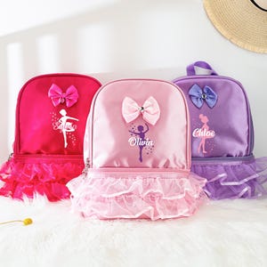 Sac à dos de danse ballerine personnalisé pour fille, sac de danse à monogramme, sac à dos de danse classique avec nom, cadeaux de rentrée pour les filles, cadeau d'anniversaire