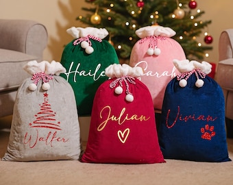 Personalized Santa Sack,2025 Christmas Gift Bag,Family Christmas Sack With Name,Velvet Holiday Gift Bags,2025 Christmas Gifts For Kids