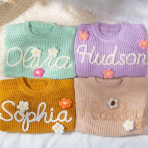 Hand Embroidery Sweaters,Personalized Baby Name Sweater,Toddler Sweater With Name,Newborn Sweater Gift For Baby Boy Girl,Baby Shower Gifts