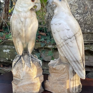 イタリア産アラバスター オウム 鳥の置物 手彫り ヴォルテッラ