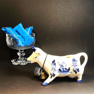 Vintage Delft Blue Cow Creamer – Hand Painted Holland Pottery – Dutch Ceramic Collectible