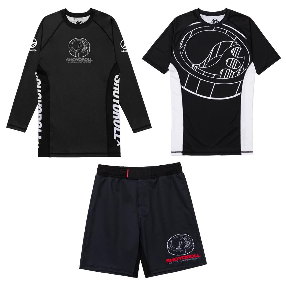 Shoyoroll 3D Training Rash Guard LS/SS & Training Fitted Shorts, Brazilian JiuJitsu Gear, MMA Fight Wear, Compression Training, Bjj Apparel