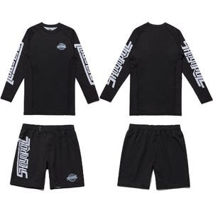 Shoyoroll Carbon Competitor Rash Guard LS and Training Fitted Shorts, Bjj MMA Compression Gear, No-Gi Brazilian Jiu-Jitsu Wear