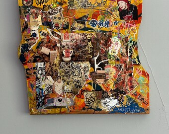 Gooski's, 2024 Punk Rock Collage Art Painting Homage CBGB