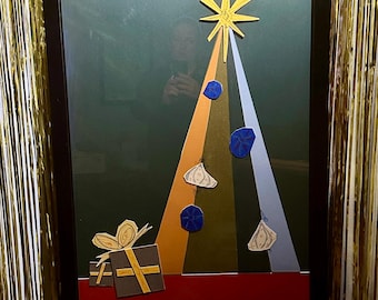 Christmas Tree Art Collage Midcentury Modern