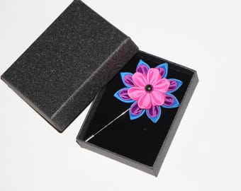 Bisexual Pride Lapel Flower Pin: Pink, Blue Purple Brooch, Bi Pride Flower Suit Pin, Pride Pin, Bisexual Pride Boutonniere Bi Brooch Pin 4pc