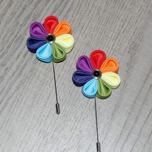 Rainbow lapel flower pins Set of 2 multicolor brooches LGBT pride Lapel pin Wedding colorful boutonnieres