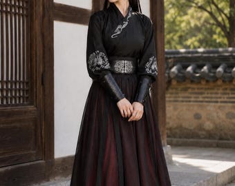Women's Ancient Chinese Hanfu Dress Set Wuxia Inspired Warrior Outfit | Traditional Asian Costume Martial Arts Hanfu | Fantasy Cosplay Dress