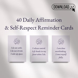 40 cartes d'affirmations quotidiennes sur l'amour de soi, le respect de soi et la confiance en soi, téléchargement numérique