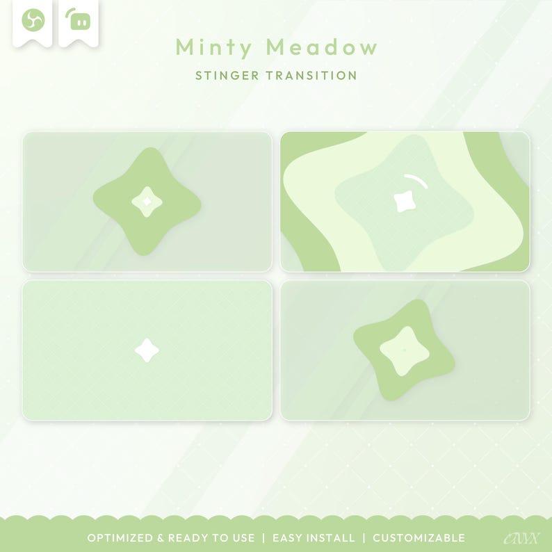 Pastel Dream Series: Minty Meadow Twitch Overlay Pack, Kawaii Animated ...