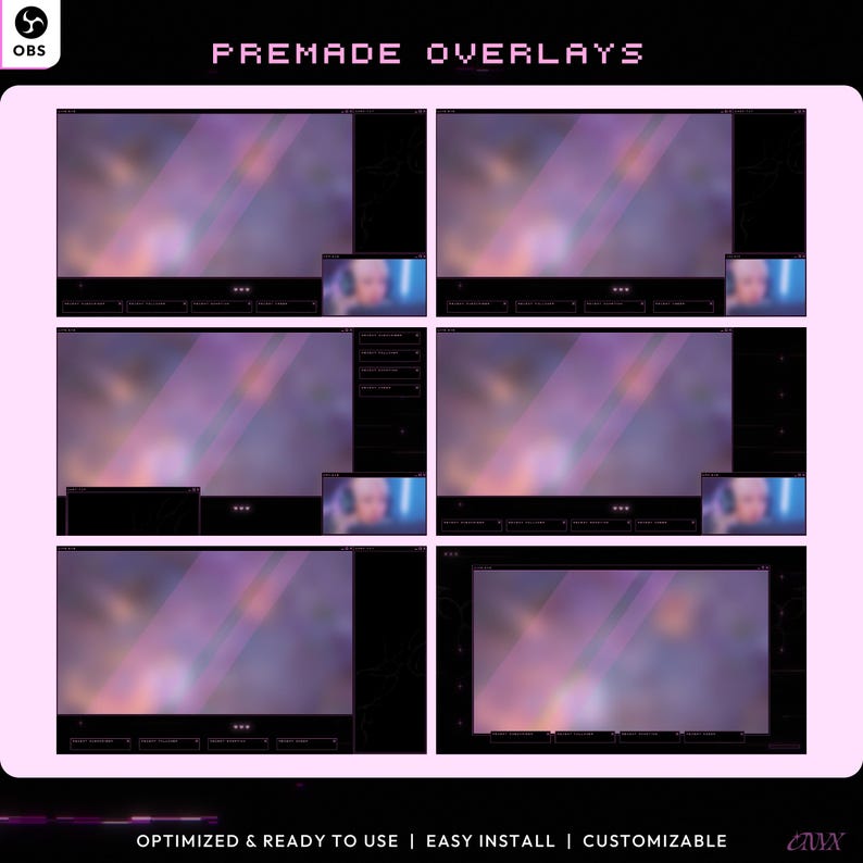 Kyron Overlay Example Cyber Goth Glitch, Animated Twitch Overlay Package, Cyberpunk Style ...