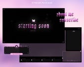 Butterfly Hex Animated Twitch Overlay Package, Y2K Style Chrome Art Animation, Pink Metallic Neon Stream Pack, Gothic Twitch Graphics