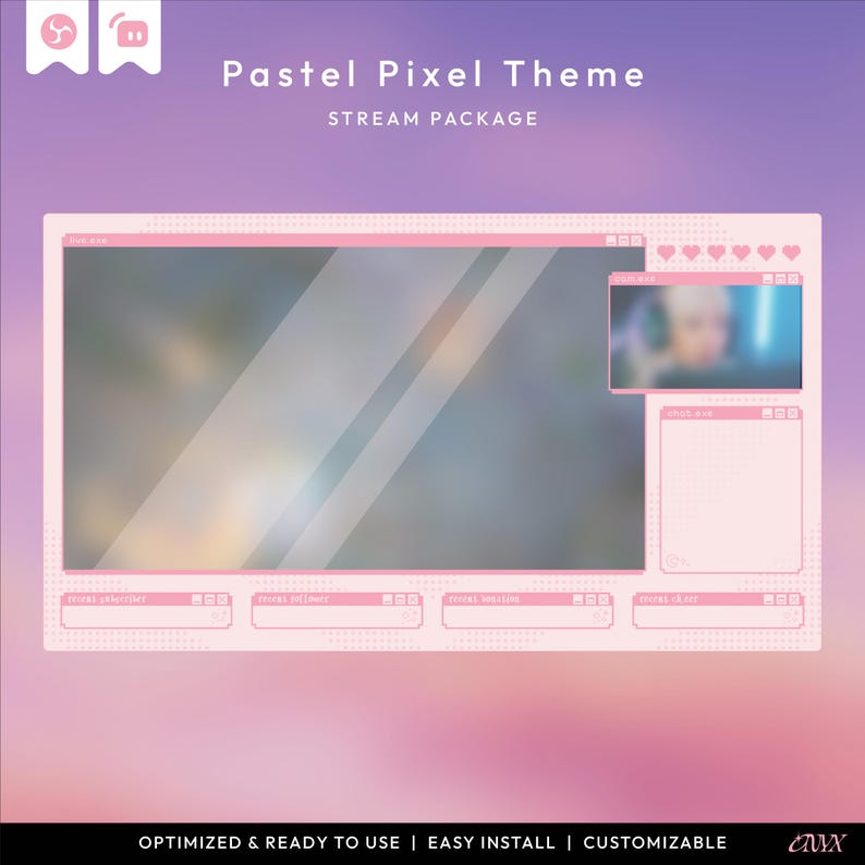 Pastel Pixel Theme | Animated Stream Pack | Soft Aesthetic Twitch ...