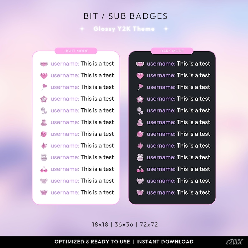 Bit Sub Scale Glossy Y2K Twitch Bit & Sub Badges, Pastel Cute Badges for Streamers ...