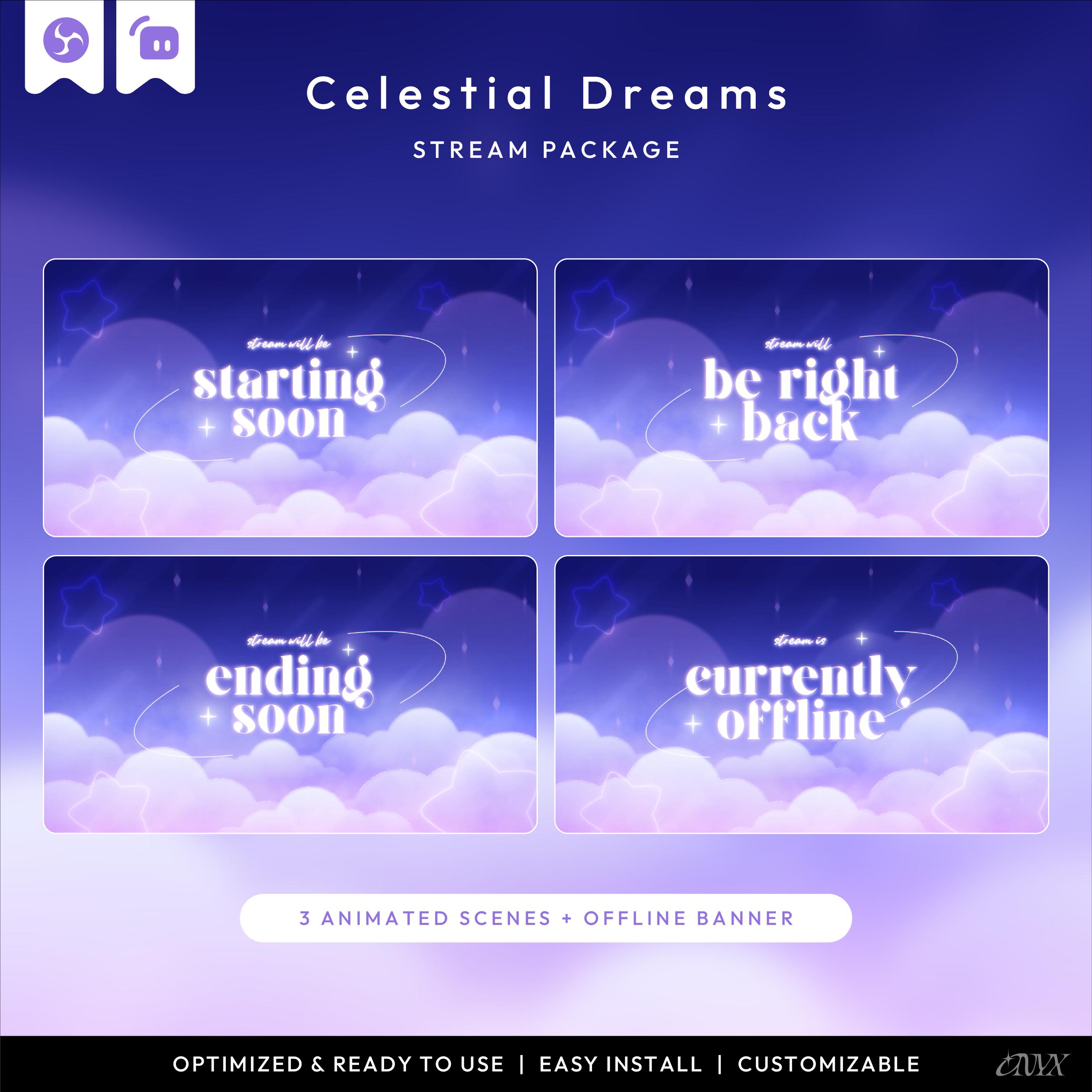 Celestial Dreams Twitch Overlay Pack | Pastel Stream Package With ...