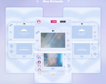 Blått Nintendo TikTok Overlay Pack | Kawaii Stream Bundle för TikTok Live Studio & OBS | Sött Y2K Vertical Stream Overlay Package