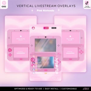 Pink Nintendo TikTok Overlay Pack | Kawaii Stream Bundle for TikTok Live Studio & OBS | Cute Y2K Vertical Stream Overlay Package