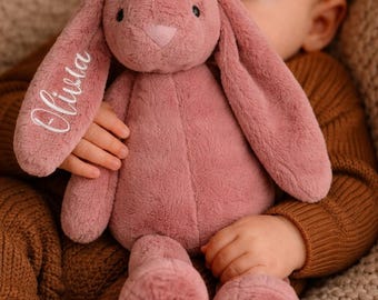 Handmade Bunny Plush, Personalized Plush Bunny, Custom Embroidered Soft Stuffed Bunny with Name, thoughtful and Cute birthday gift