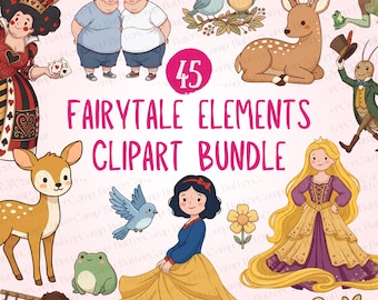 Fairytale Storybook Characters Clipart Bundle Images Children's Fairy Story Book PNG kids Set Instant Digital Download
