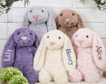 Personalized Plush Bunny, Custom Embroidered Soft Stuffed Bunny with Name, First Easter Gift for Kids & Babies, Cute birthday gift for girls