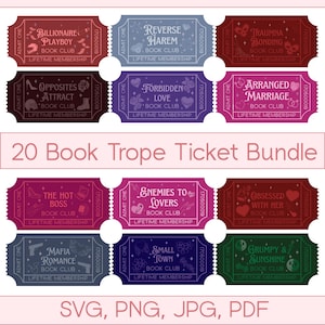 Spicy Gothic book SVG Bundle, Retro Ticket book svg, Reading jpg, Book png, book lover digital Download stickers bookish dark romance