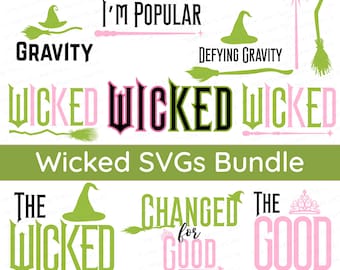 Pacchetto PNG del film Wicked, JPG musicali, Change For Good Svg, Emblema vintage Wicked Svg Png, Download digitale