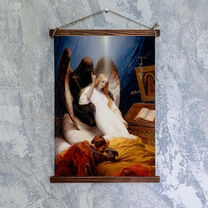 Horace Vernet Angel of Death canvas print, dramatic historic art wall decor, perfect gothic home accent gift