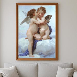 William Bouguereau Cupid and Psyche children wall art/ elegant vintage poster for kids’ room decoration/thoughtful gift for baby shower
