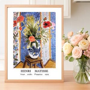 Póster "Jarrón con amapolas" de Henri Matisse. Impresión artística vibrante para la decoración del hogar. Regalo perfecto para los amantes del arte.