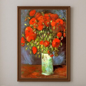 Póster de "Jarrón con acianos y amapolas" de Van Gogh, obra de arte floral colorida para la decoración del hogar, regalo ideal para los amantes del arte.